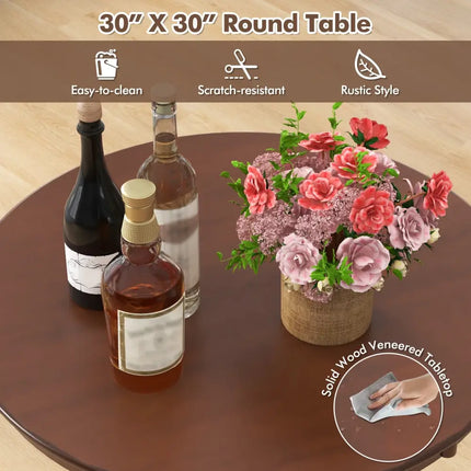 Wood Pub Round Dining Table with Pedestal Base-Espresso - Espresso - Dining Tables