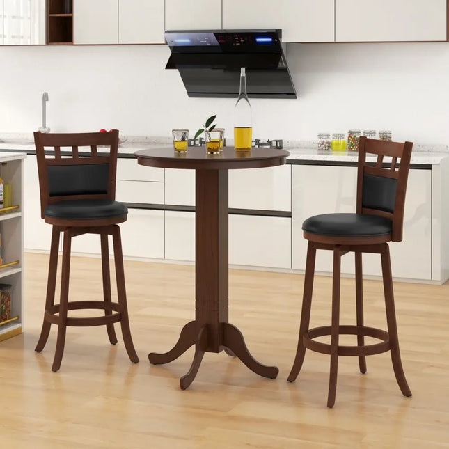 Wood Pub Round Dining Table with Pedestal Base-Espresso - Espresso - Dining Tables