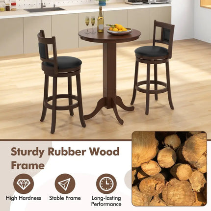 Wood Pub Round Dining Table with Pedestal Base-Espresso - Espresso - Dining Tables