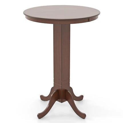Wood Pub Round Dining Table with Pedestal Base-Espresso - Espresso - Dining Tables