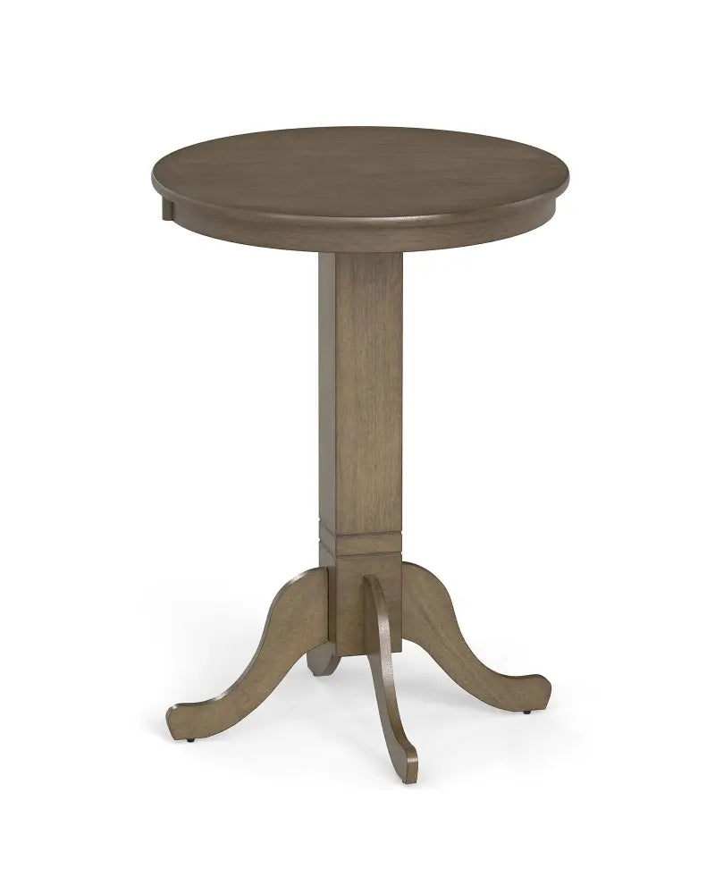 Wood Pub Round Dining Table with Pedestal Base-Gray - Gray - Dining Tables