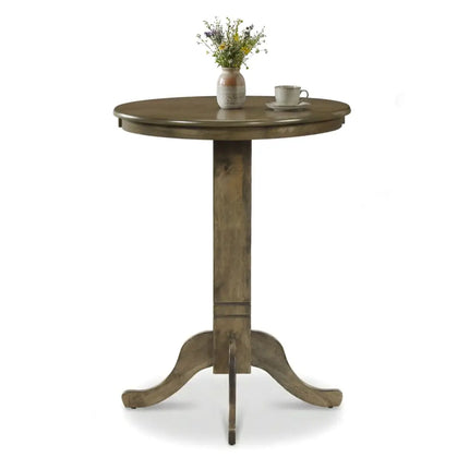Wood Pub Round Dining Table with Pedestal Base-Gray - Gray - Dining Tables