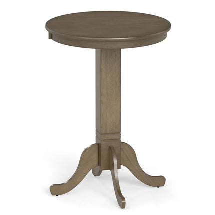 Wood Pub Round Dining Table with Pedestal Base-Gray - Gray - Dining Tables