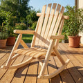 Wood Single Porch Rocker Lounge Patio Rocking Chair - Natural - Adirondack Chairs
