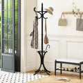 Wood Standing Hat Coat Rack with Umbrella Stand-Black - Black - Coat Racks & Hall Trees