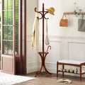 Wood Standing Hat Coat Rack with Umbrella Stand-Brown - Brown - Coat Racks & Hall Trees