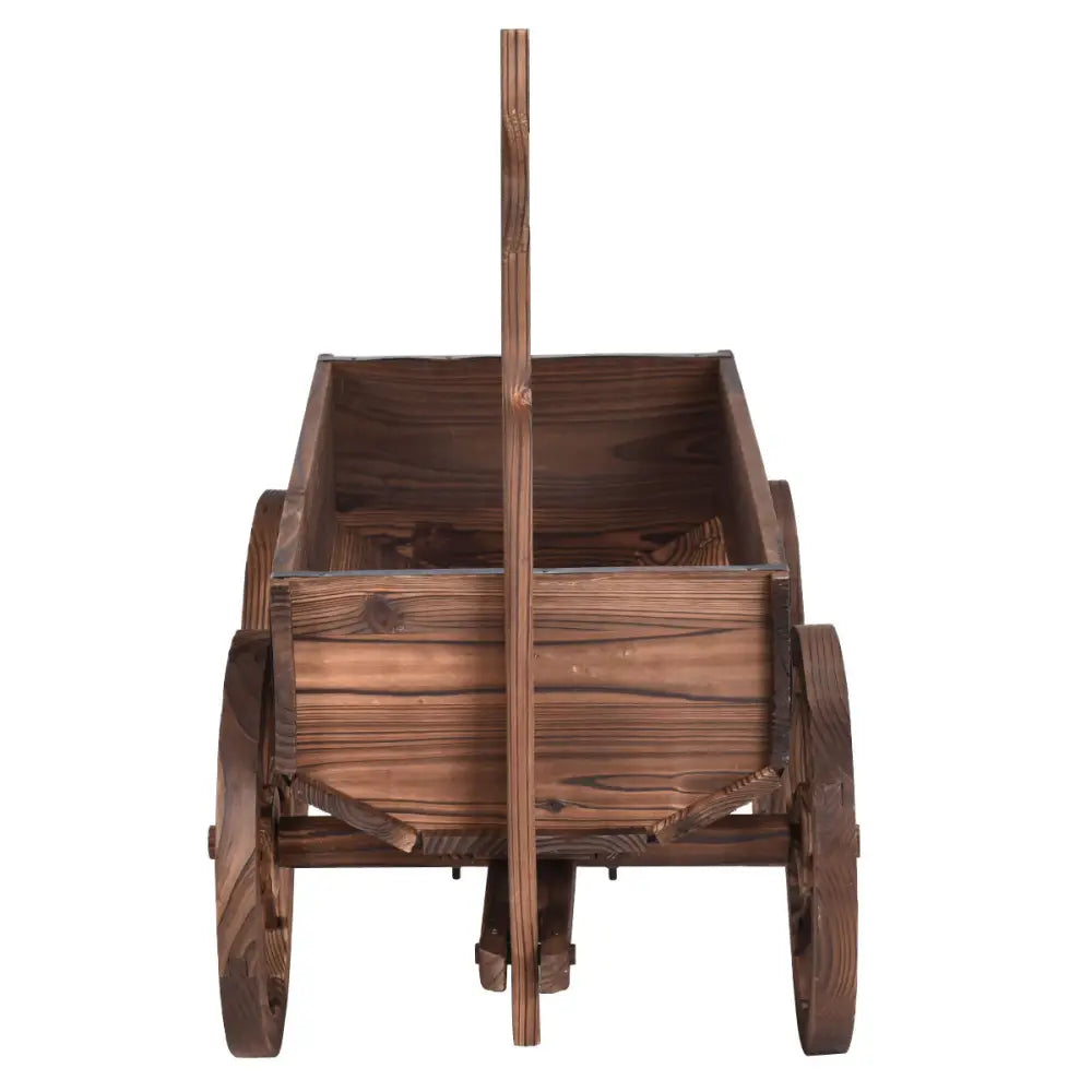 Wood Wagon Planter Pot Stand with Wheels - Natural - Raised Garden Beds