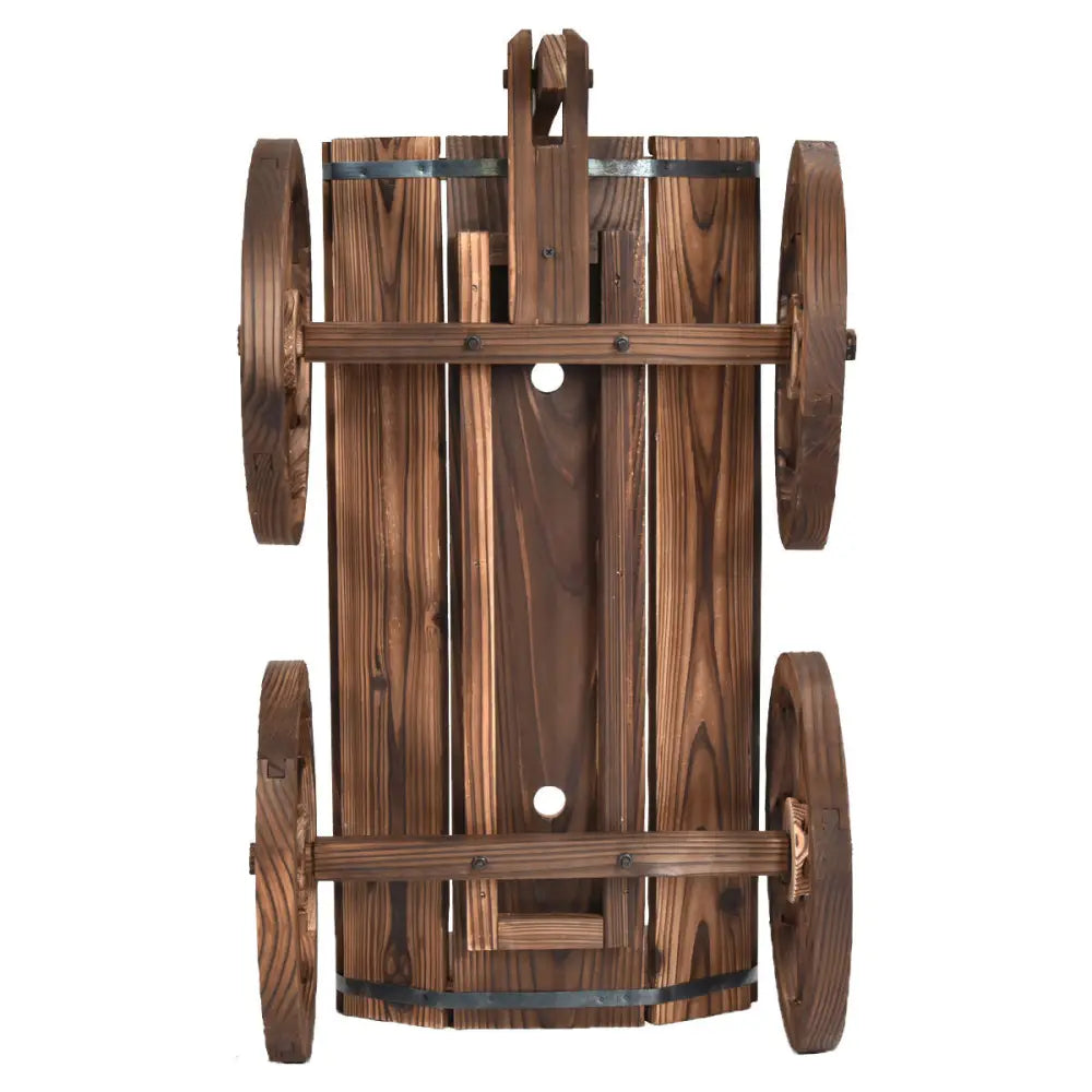 Wood Wagon Planter Pot Stand with Wheels - Natural - Raised Garden Beds