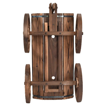Wood Wagon Planter Pot Stand with Wheels - Natural - Raised Garden Beds