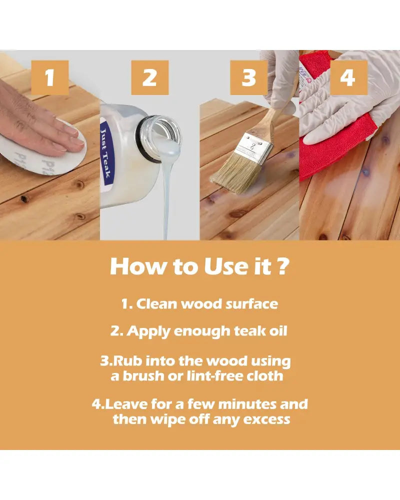 Wood Wax Oil for Outdoor and Indoor Furniture Teak Care Kit to Restore and Protect Wood - Transparent - Outdoor