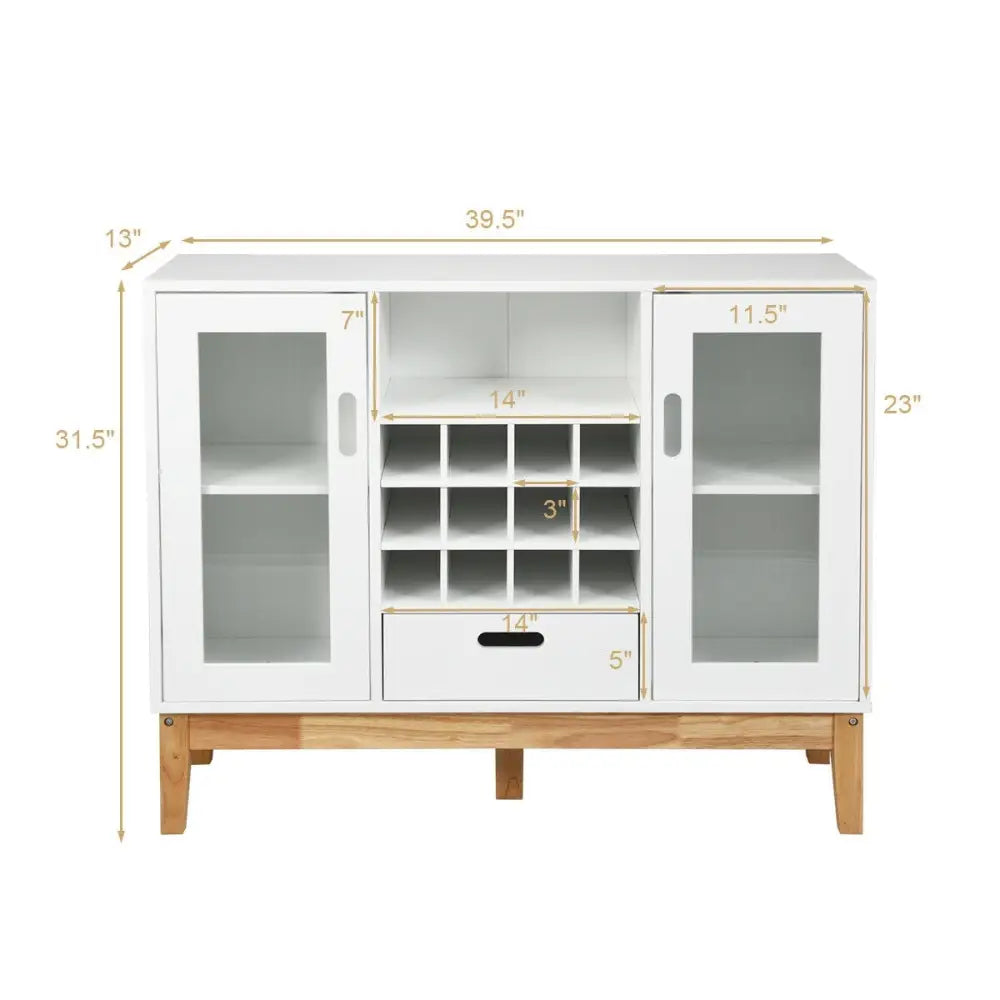 Wood Wine Storage Cabinet Sideboard Console Buffet Server-White - White - Sideboards Cabinets & Buffets