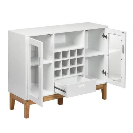 Wood Wine Storage Cabinet Sideboard Console Buffet Server-White - White - Sideboards Cabinets & Buffets