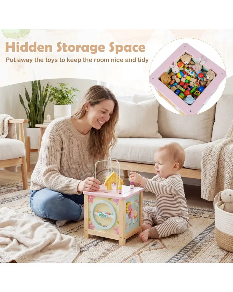 Wooden Activity Cube with Montessori Sensory Toys for 18+ Months Toddlers - Learning Toys