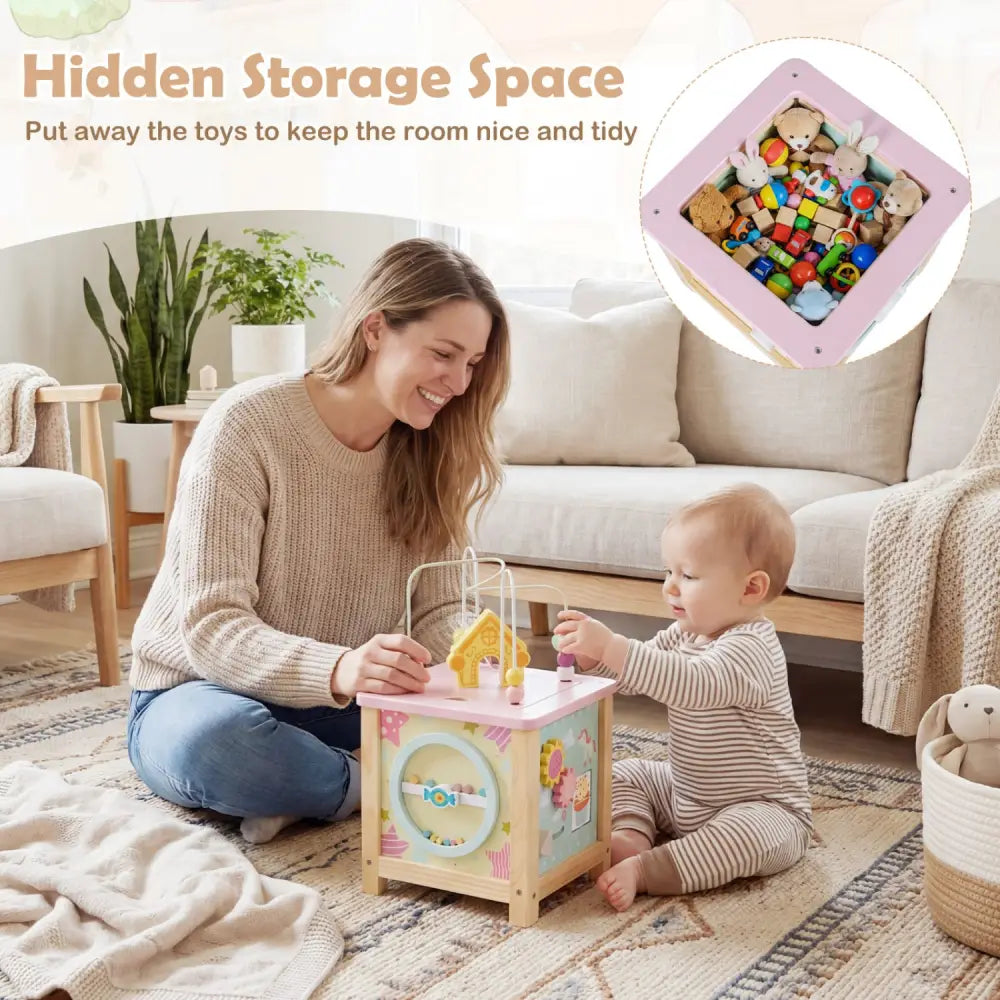 Wooden Activity Cube with Montessori Sensory Toys for 18+ Months Toddlers - Learning Toys