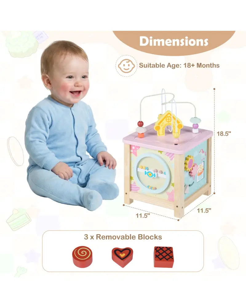 Wooden Activity Cube with Montessori Sensory Toys for 18+ Months Toddlers - Learning Toys