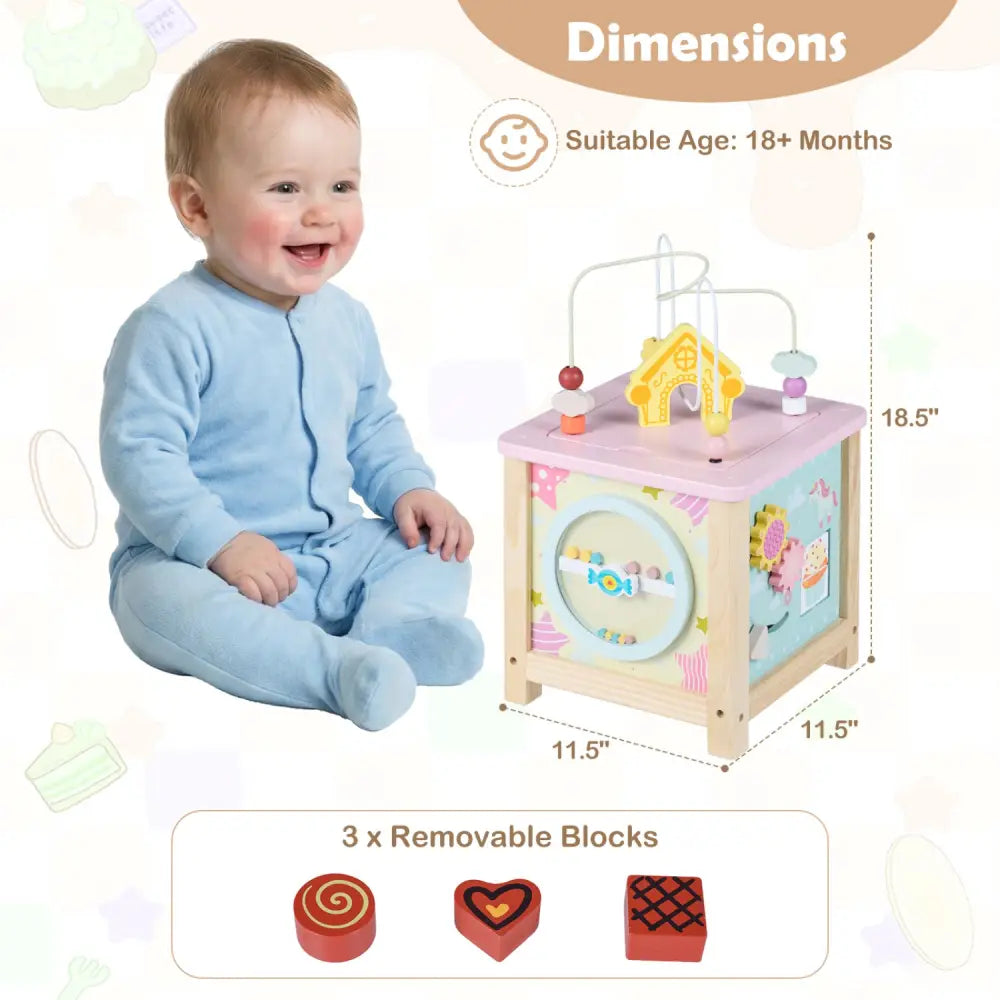 Wooden Activity Cube with Montessori Sensory Toys for 18+ Months Toddlers - Learning Toys