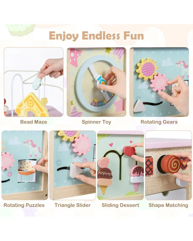 Wooden Activity Cube with Montessori Sensory Toys for 18+ Months Toddlers - Learning Toys