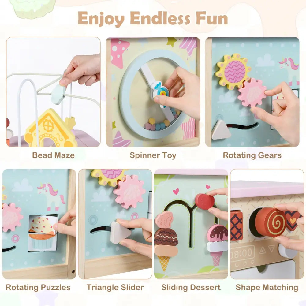 Wooden Activity Cube with Montessori Sensory Toys for 18+ Months Toddlers - Learning Toys