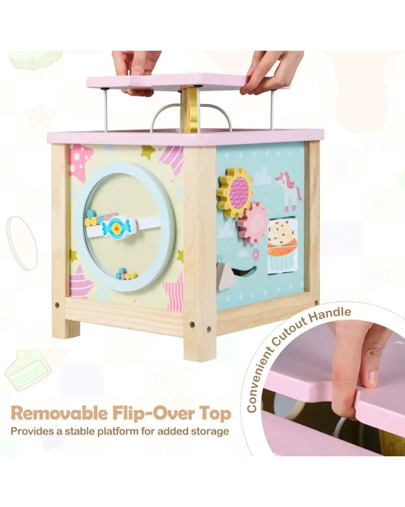 Wooden Activity Cube with Montessori Sensory Toys for 18+ Months Toddlers - Learning Toys