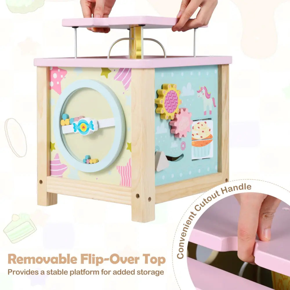 Wooden Activity Cube with Montessori Sensory Toys for 18+ Months Toddlers - Learning Toys