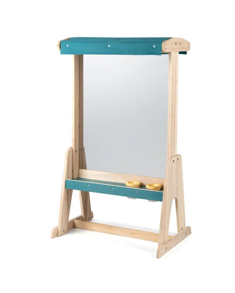 Wooden Art Easel for Kids with Transparent Board and Paper Roll-Natural - Natural - Art Easels