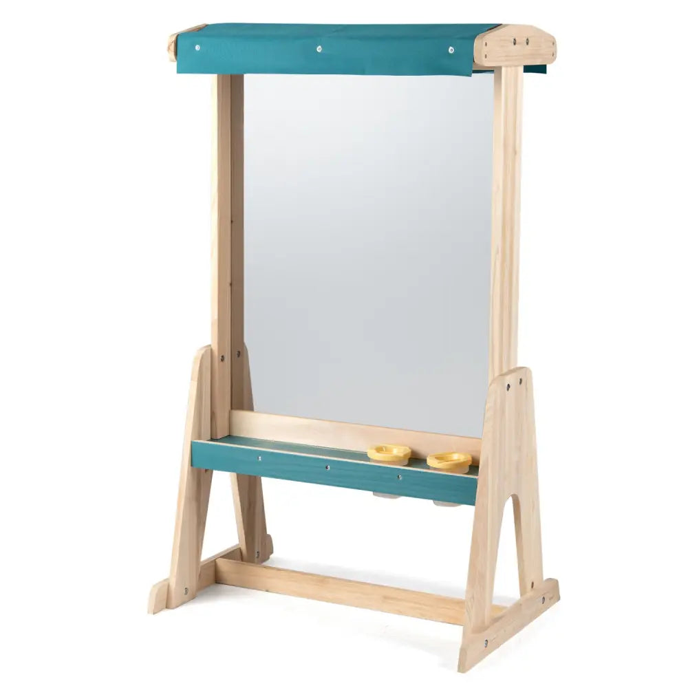 Wooden Art Easel for Kids with Transparent Board and Paper Roll-Natural - Natural - Art Easels