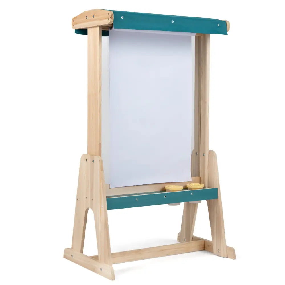 Wooden Art Easel for Kids with Transparent Board and Paper Roll-Natural - Natural - Art Easels
