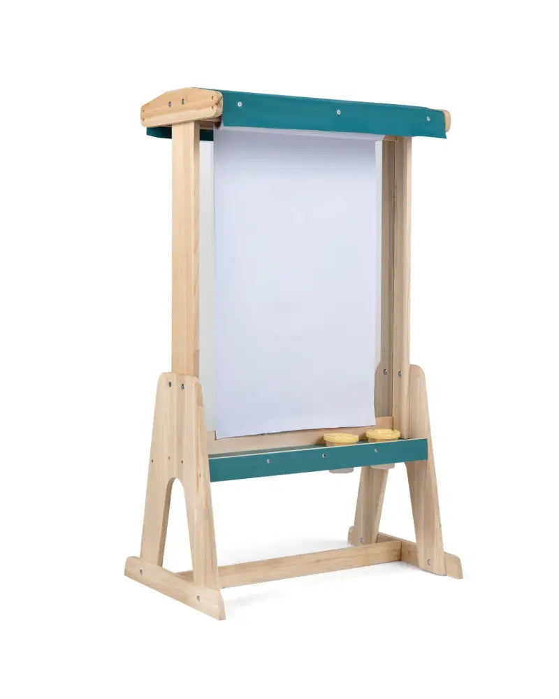 Wooden Art Easel for Kids with Transparent Board and Paper Roll-Natural - Natural - Art Easels