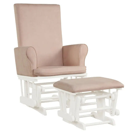 Wooden Baby Nursery Glider and Ottoman Cushion Set-Pink - Pink - Recliners