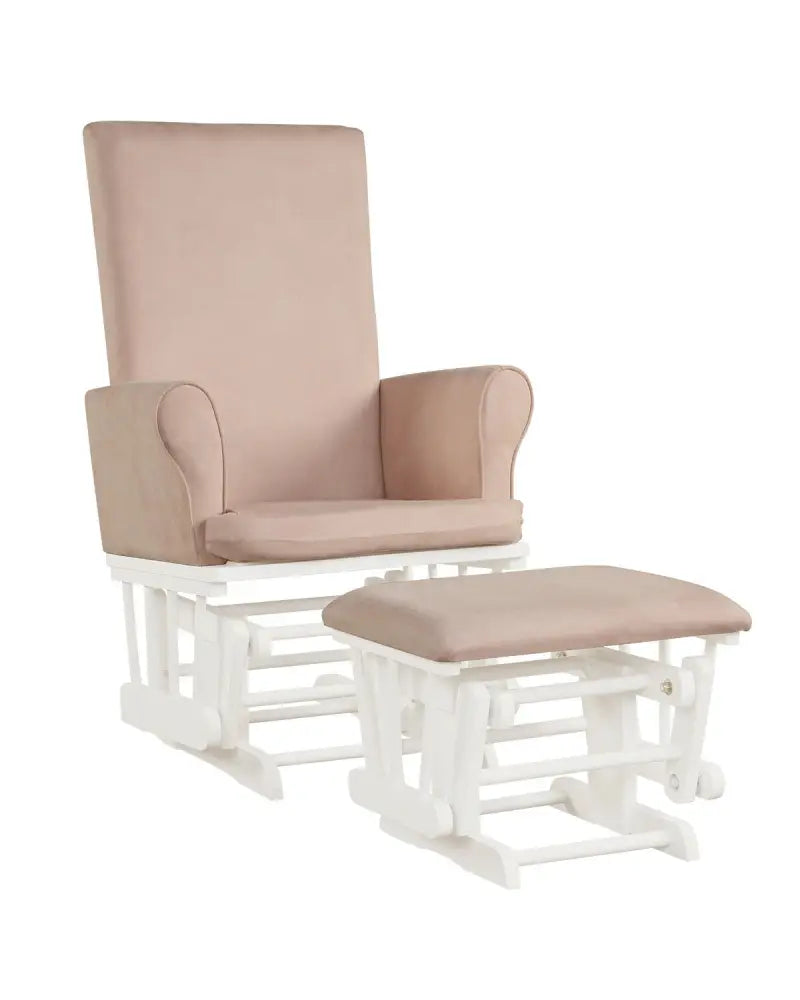 Wooden Baby Nursery Glider and Ottoman Cushion Set-Pink - Pink - Recliners