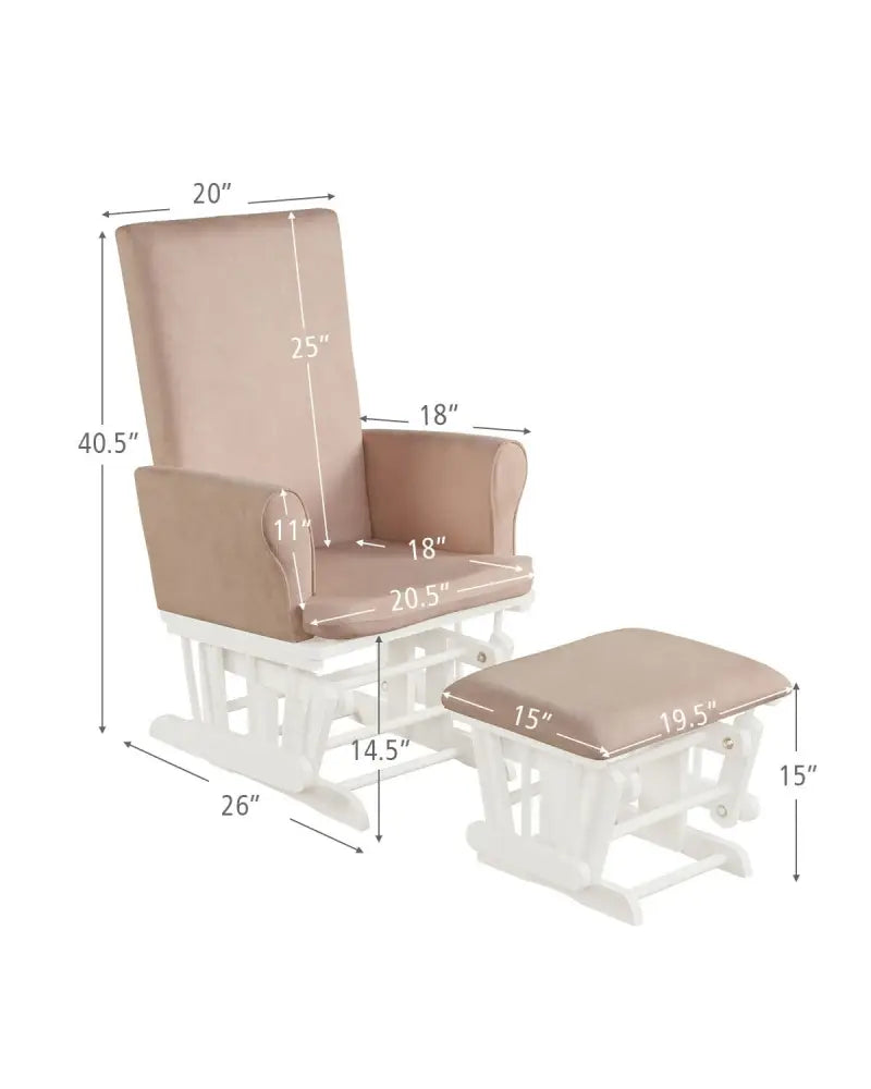 Wooden Baby Nursery Glider and Ottoman Cushion Set-Pink - Pink - Recliners