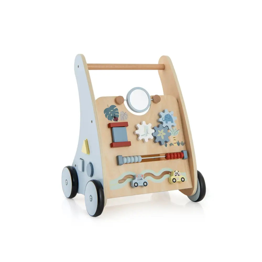 Wooden Baby Push and Pull Walker with Multi-Activity Learning Center - Blue - Baby Gyms & Playmats