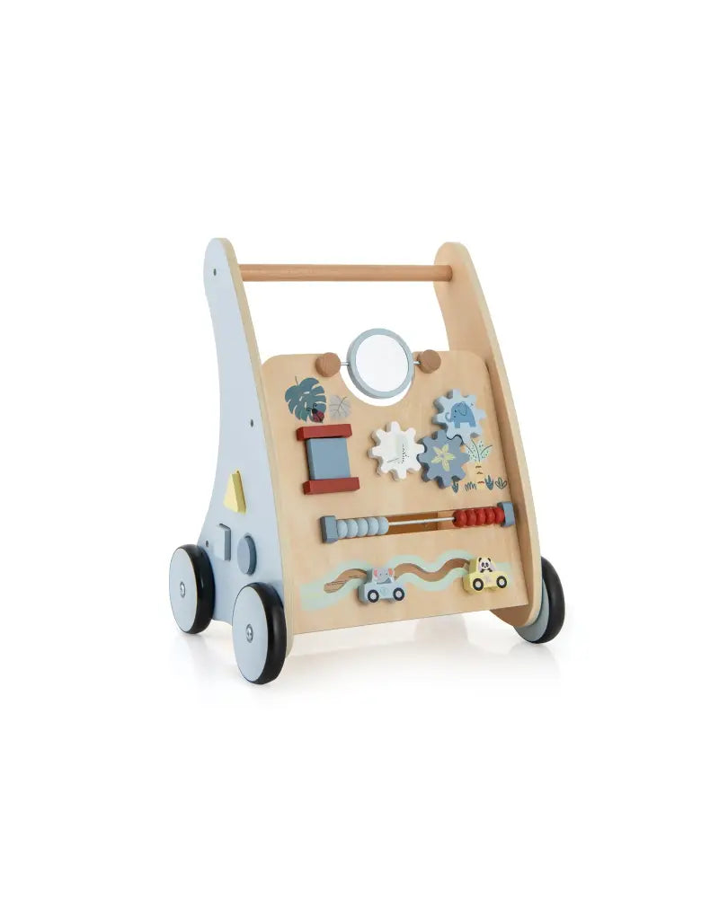 Wooden Baby Push and Pull Walker with Multi-Activity Learning Center - Blue - Baby Gyms & Playmats