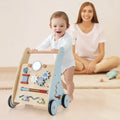 Wooden Baby Push and Pull Walker with Multi-Activity Learning Center - Blue - Baby Gyms & Playmats