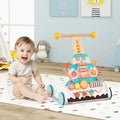 Wooden Baby Walker with Adjustable Heights and Smooth Wheels-White - White - Baby Walkers