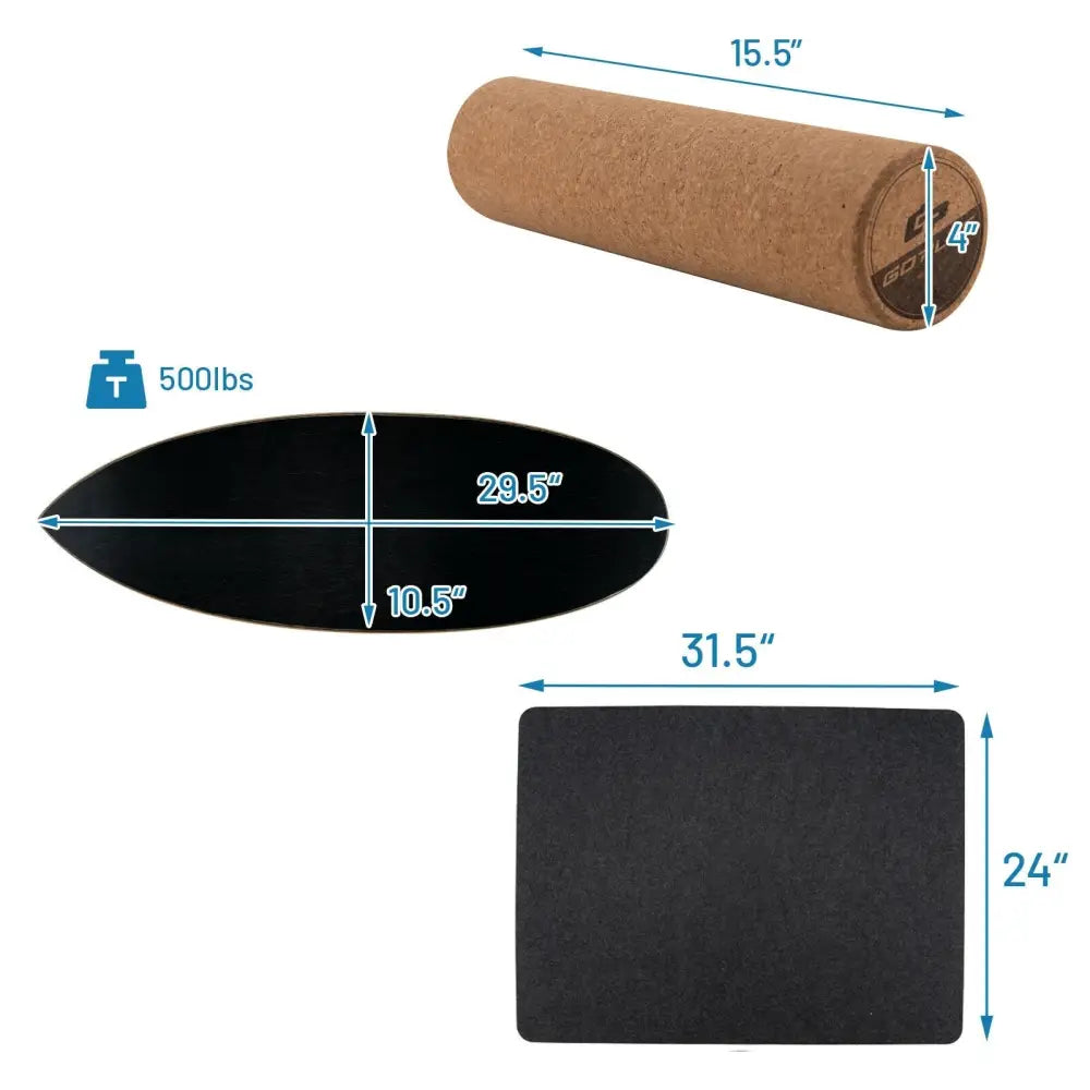 Wooden Balance Board Trainer Wobble Roller for Exercise Sports Training-Black - Black - Yoga Accessories