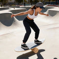 Wooden Balancing Board with Cork Roller and Storage Rack to Exercise-Black - Black - Sport Equipments