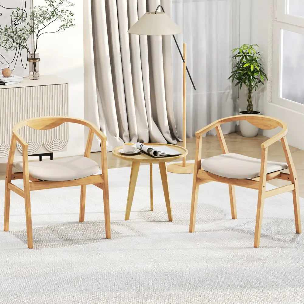Wooden Bamboo Accent Chair with Armrest and Curved Backrest-Natural - Natural - Accent Chairs