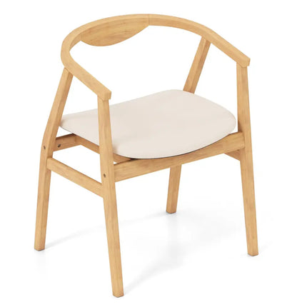 Wooden Bamboo Accent Chair with Armrest and Curved Backrest-Natural - Natural - Accent Chairs