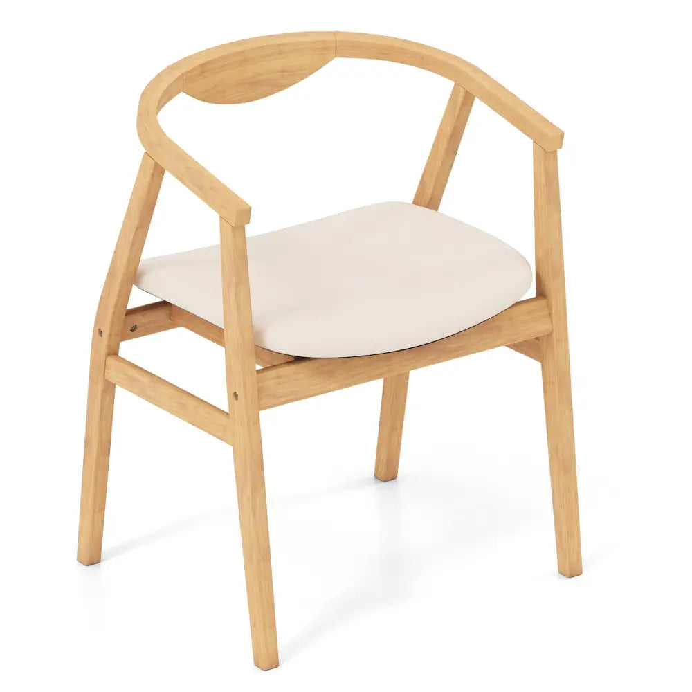 Wooden Bamboo Accent Chair with Armrest and Curved Backrest-Natural - Natural - Accent Chairs