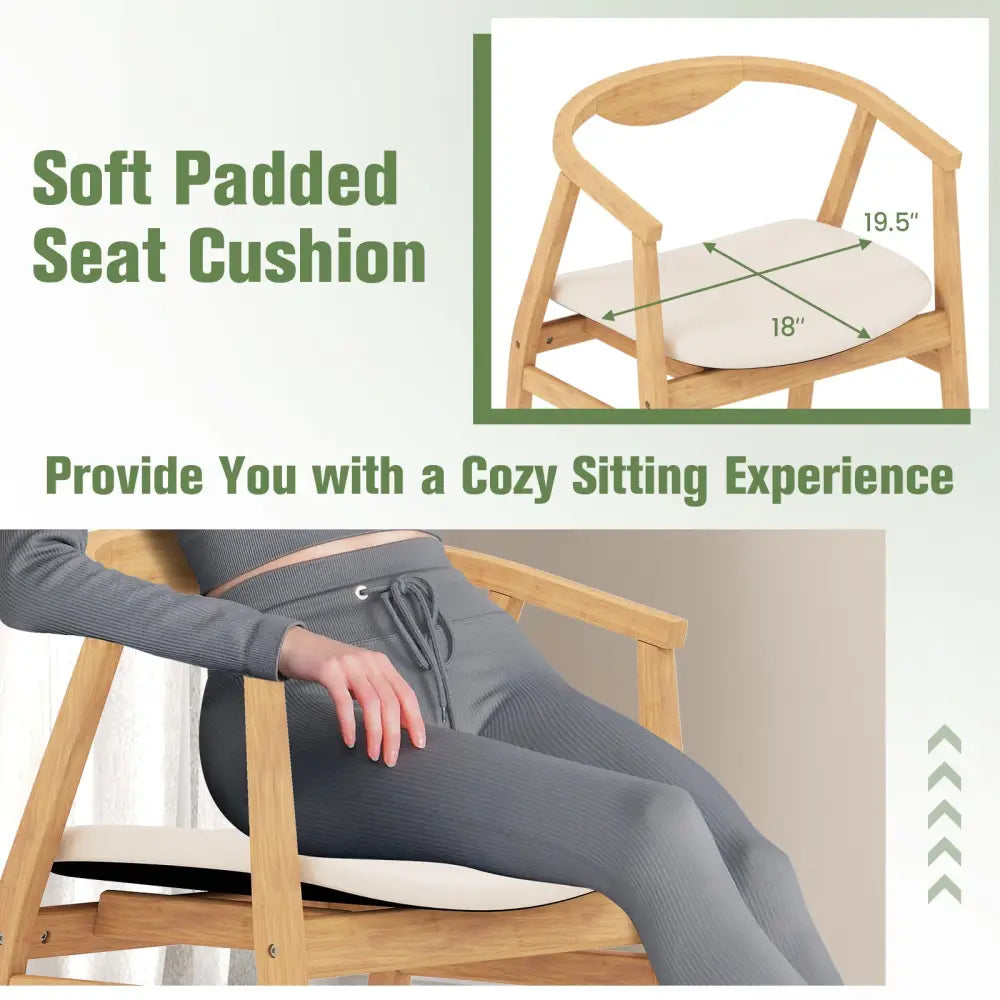 Wooden Bamboo Accent Chair with Armrest and Curved Backrest-Natural - Natural - Accent Chairs