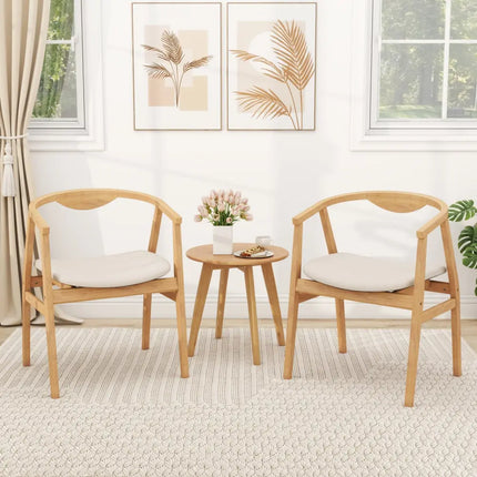 Wooden Bamboo Accent Chair with Armrest and Curved Backrest-Natural - Natural - Accent Chairs