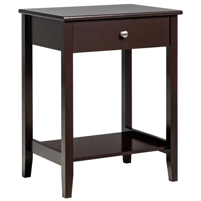 Wooden Bedside Sofa Table with Sliding Drawer-Brown - Brown - End & Side Tables