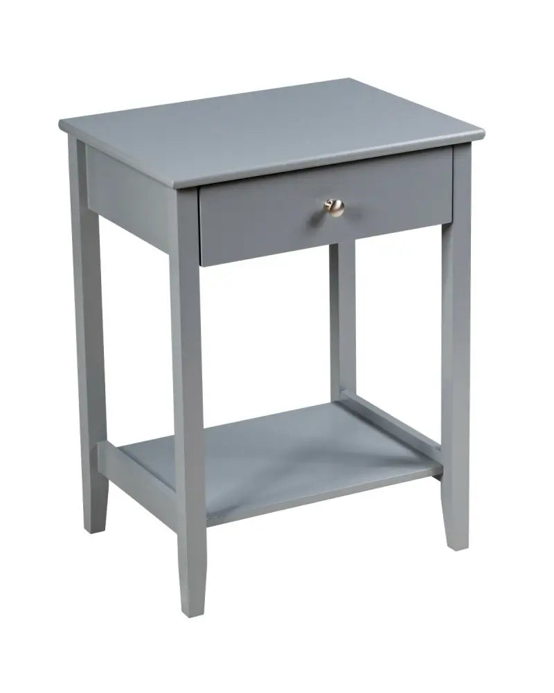 Wooden Bedside Sofa Table with Sliding Drawer-Gray - Gray - End & Side Tables
