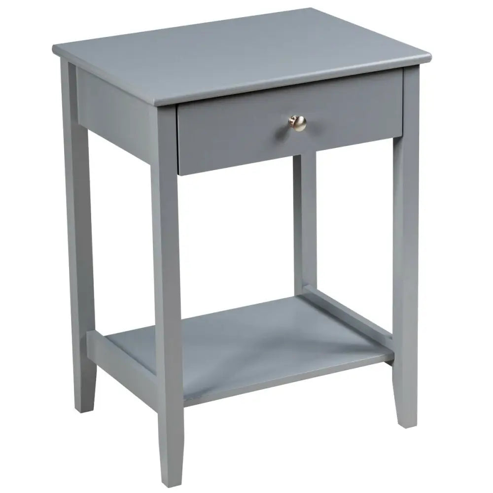 Wooden Bedside Sofa Table with Sliding Drawer-Gray - Gray - End & Side Tables