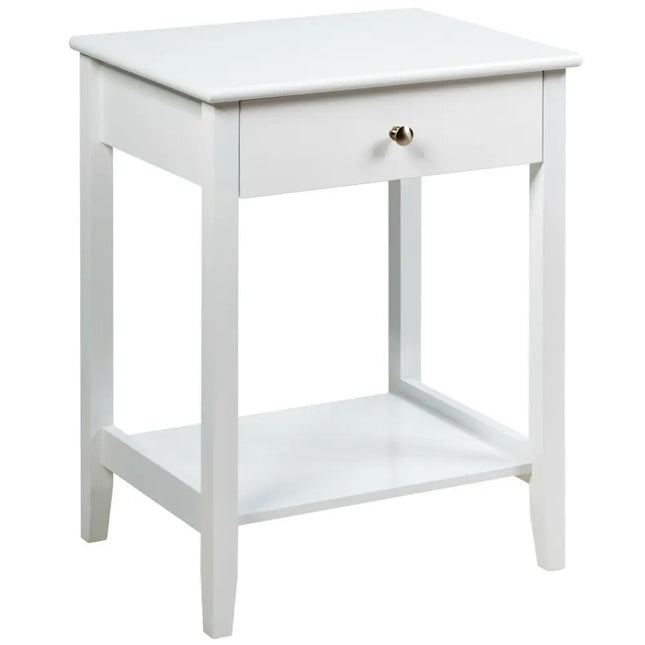 Wooden Bedside Sofa Table with Sliding Drawer-White - White - End & Side Tables