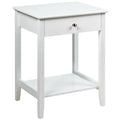 Wooden Bedside Sofa Table with Sliding Drawer-White - White - End & Side Tables