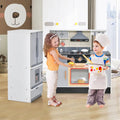Wooden Chef Play Kitchen and Refrigerator with Realistic Range Hood and Roaster - Gray - Play Kitchen Sets