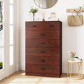 Wooden Chest of Drawers with Anti-toppling Device and Metal Handles - Brown - Dressers & Chests