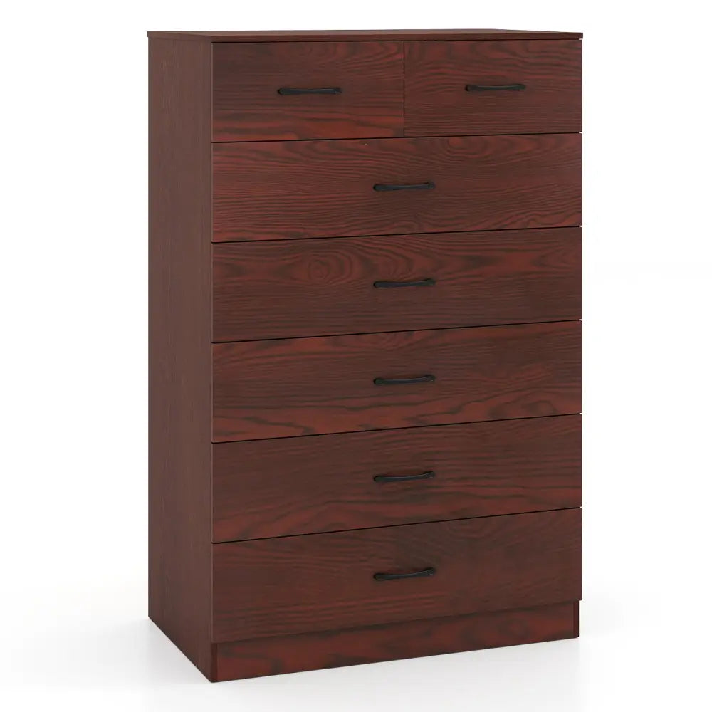 Wooden Chest of Drawers with Anti-toppling Device and Metal Handles - Brown - Dressers & Chests